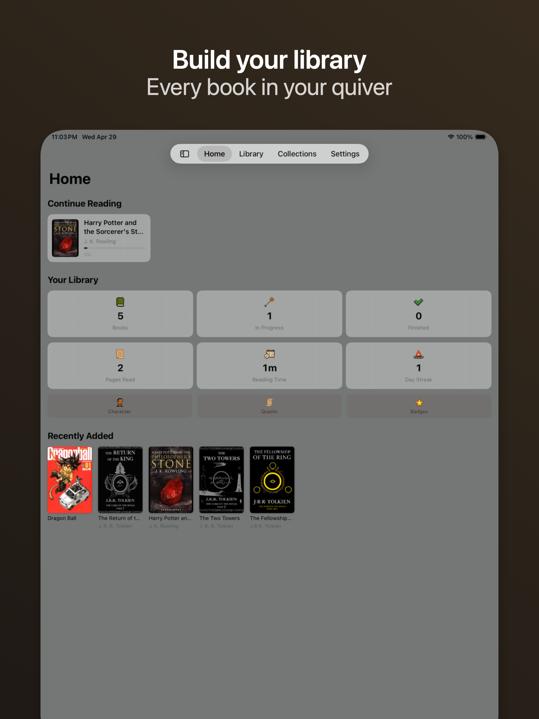 QuiverBooks on iPad